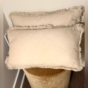 West Elm Cream Fringe Throw Pillows